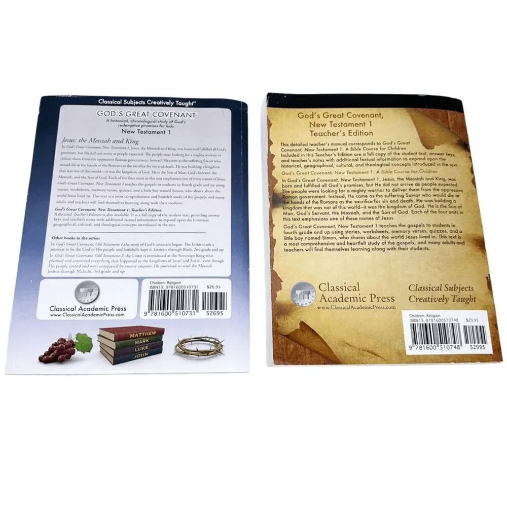 God's Great Covenant NEW Testament 1 Student Book & Teacher Guide Classical Acad